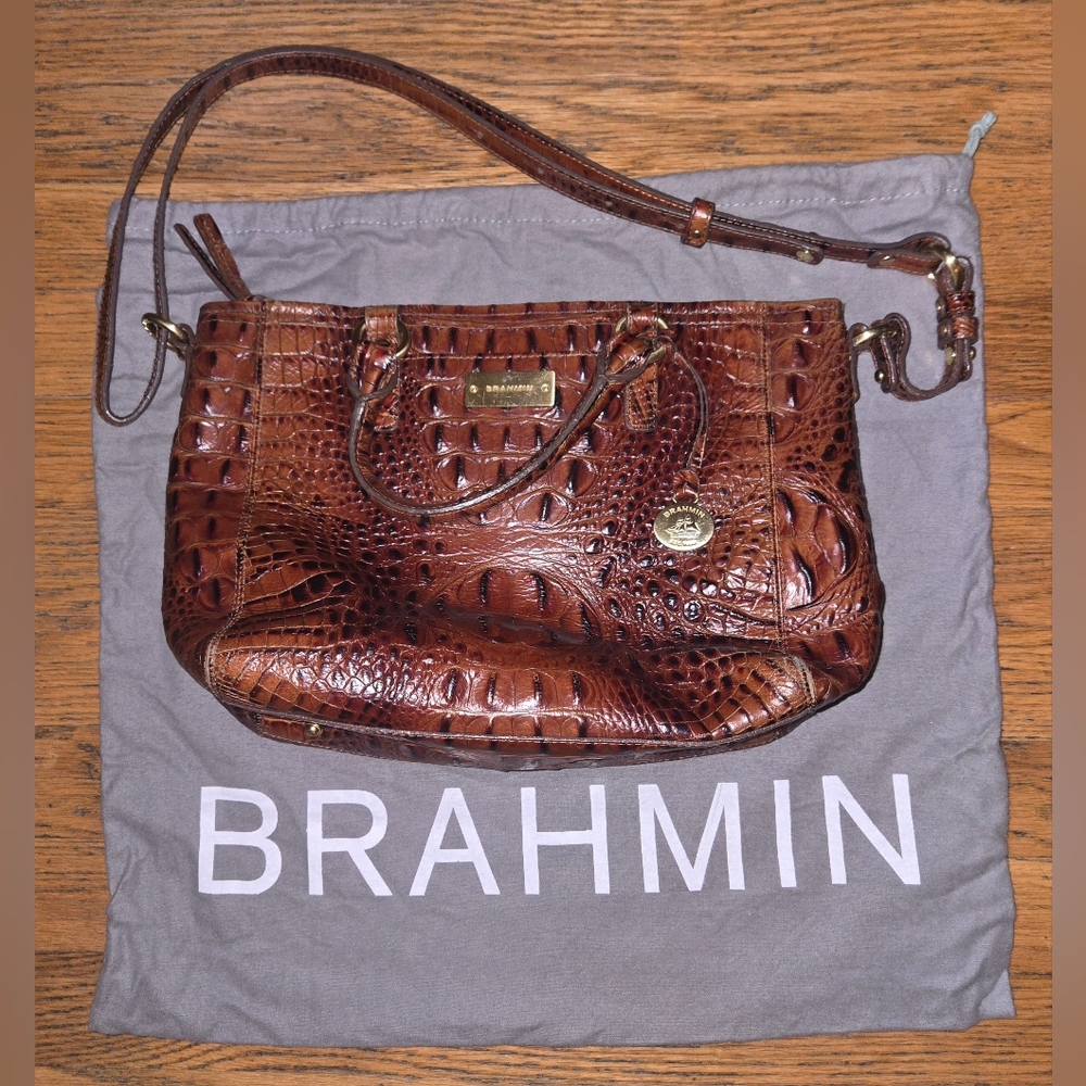 Brahmin Brown Crocodile Shoulder Bag
